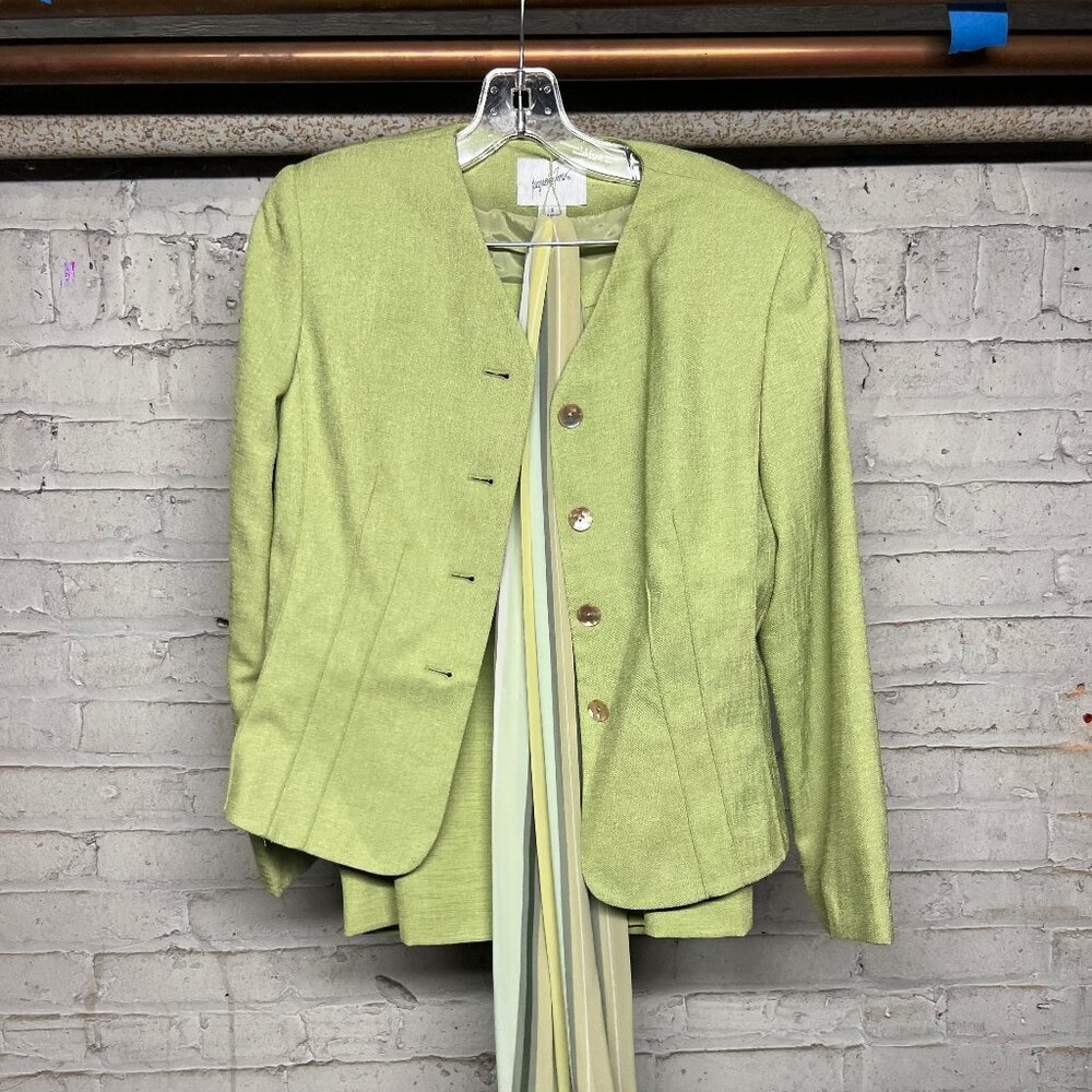 Green Lime Blaizer, Scarf and Skirt Set - Women's Size 6